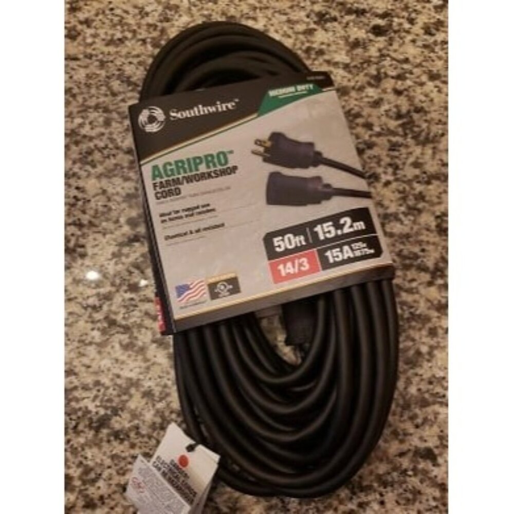 New Medium Duty Extension Cord, 50Ft, 14 Gauge, 3 Conductor